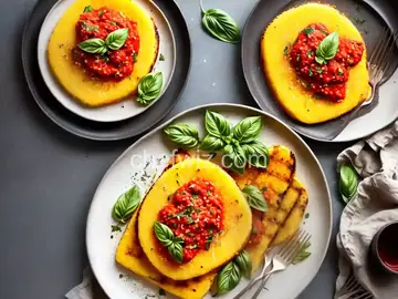 Grilled Polenta With Marinara, Parmesan, and Basil Recipe