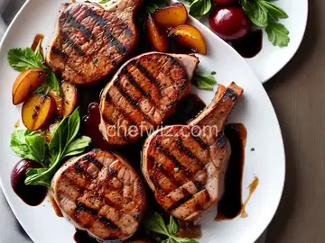 Grilled Pork Chops with Balsamic Caramelized Pears