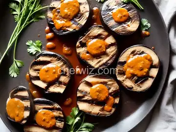 Grilled Portobello Mushrooms with Mashed Cannellini Beans and Harissa Sauce