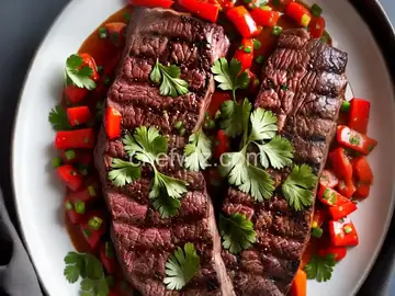 Grilled Rib Eye with Shishito Pepper Salsa