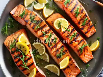 Grilled Salmon Fillets with a Lemon, Tarragon, and Garlic Sauce