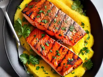 Grilled Salmon and Polenta