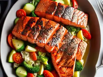 Grilled Salmon with Grits and Fresh Vegetables