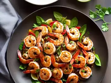 Grilled Shrimp Scampi Style with Soy Sauce, Fresh Ginger and Garlic