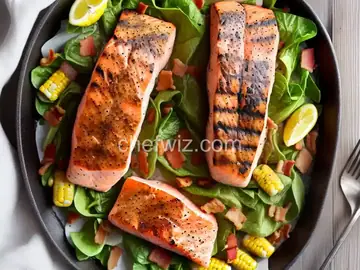 Grilled Side of Salmon Stuffed with Creamy Corn and Bacon