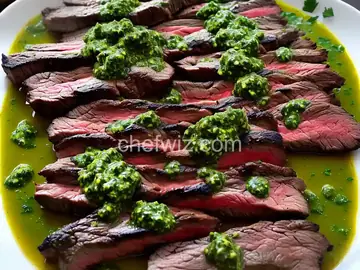 Grilled Skirt Steak with Green and Smokey Red Chimichurri