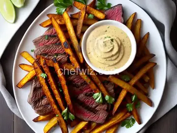 Grilled Steak Fries with Malt Vinegar Aioli