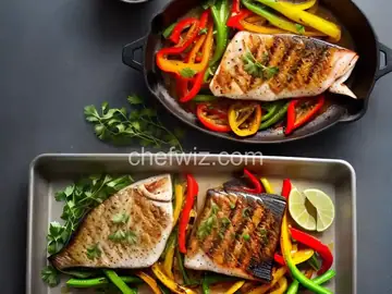 Grilled Striped Bass with Fire-Roasted Onions and Peppers