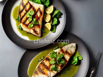 Grilled Turbot with Celery Leaf Salsa Verde