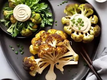 Grilled Whole Cauliflower With Miso Mayo