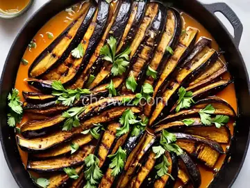 Grilled Whole Eggplant With Harissa Vinaigrette