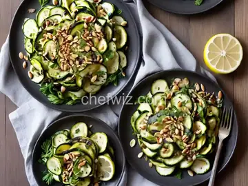 Grilled Zucchini Salad with Lemon-Herb Vinaigrette and Shaved Romano and Toasted Pine Nuts