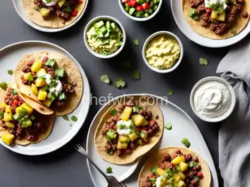 Ground Bison Breakfast Tacos with Pineapple Salsa