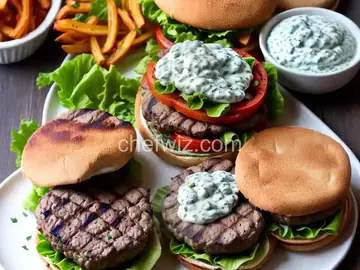 Gyro-Style Lamb Burgers with Tzatziki and Grilled Onions