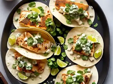 Halibut Fish Tacos with Cilantro Savoy Slaw