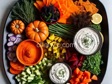 Halloween Vegetable Tray Witch with Herb Dip