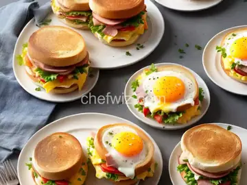 Ham, Egg, and Cheese Breakfast Sandwiches