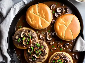 Hamburger Steaks with Onion and Mushroom Gravy