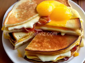 Hangover Bacon, Egg and Cheese Pancake Sandwich