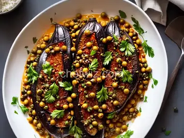 Harissa-Roasted Eggplant With Fried Capers
