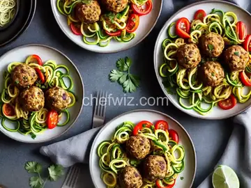 Healthy Air Fryer Turkey Meatballs with Zoodles