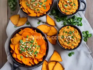 Healthy Sweet Potato Dip with Spiced Pita Chips