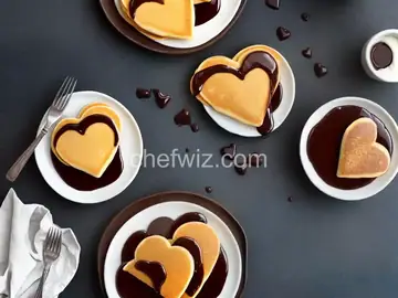 Heart-Shaped Pancakes with Chocolate