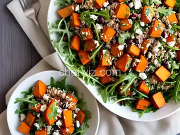 Hearty Sweet Potato, Arugula & Wild Rice Salad with Ginger Dressing