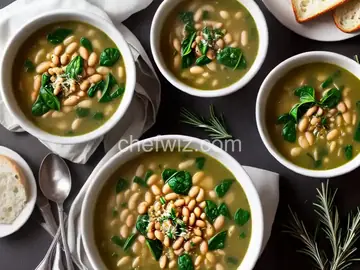 Hearty White Bean and Spinach Soup with Rosemary and Garlic Recipe