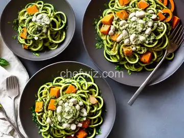 Heather’s Zucchini Noodles with Basil-Pumpkin Seed Pesto