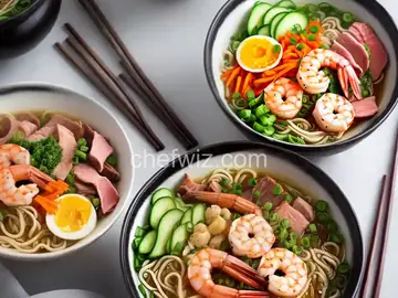 Hiyashi Chuka (Cold Ramen) With Shrimp, Ham, and Vegetables Recipe
