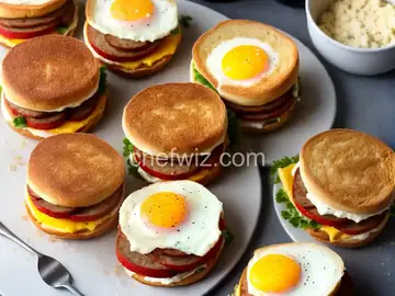 Homemade Breakfast Sandwiches with Homemade Maple Sausage, Egg and Cheese