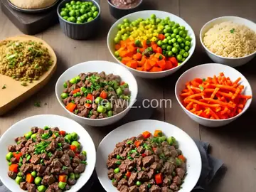 Homemade Dog Food with Meat and Vegetables