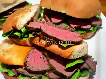 Homemade Roast Beef Sandwich Au Jus