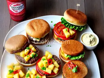 Hot Hawaiian Burgers (Spam, Pineapple, Swiss, and Sriracha Mayo) Recipe