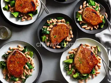 Hot Honey Pork Chops With Escarole and White Beans