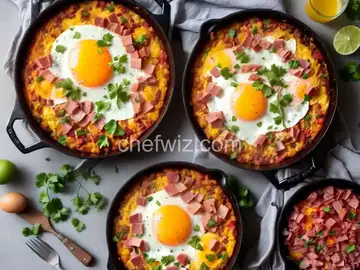 Huevos Rancheros Brunch Casserole with Ham and Cheese