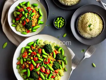 Indian Curry Couscous with Broccoli and Edamame