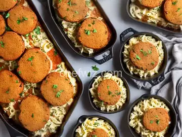 Italian Mini Meat Loaves with Mac and Three Cheeses