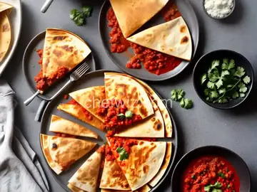 Italian Sausage Quesadillas with Spicy Tomato Sauce
