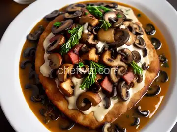 Jagerschnitzel with Bacon Mushroom Gravy (Jager = Hunter)