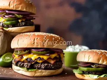 Jalape単o Cheeseburgers with Bacon and Grilled Onions