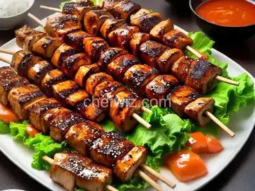Japanese Style Barbecue Party: Chicken Yakitori, Beef with Ginger and Soy, 5 Spice and Sesame Seared Ahi