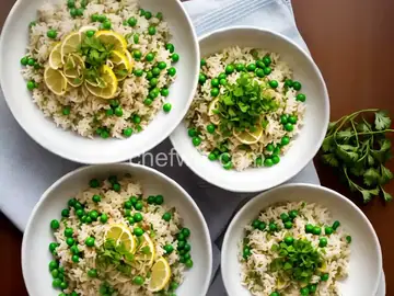 Jasmine Rice with Green Onions, Peas, and Lemon