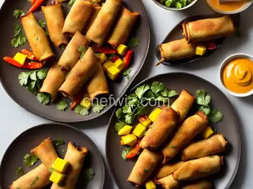 Jerk Chicken Egg Rolls with Mango-Habanero Sauce