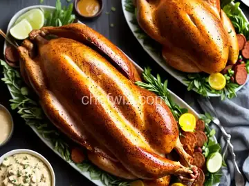 Jerk Roasted Turkey with Cornbread-Andouille Dressing