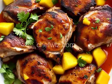 Jerk Rubbed Chicken Thighs with Home-Made Mango-Habanero Hot Sauce