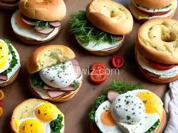 Jersey Ham, Egg, Bagel and Herb Cream Cheese Breakfast Sandwich