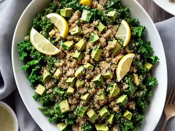 Kale, Quinoa, and Avocado Salad with Lemon Dijon Vinaigrette
