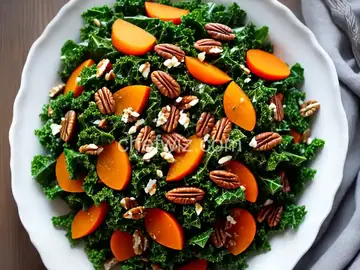 Kale and Persimmon Salad with Pecan Vinaigrette